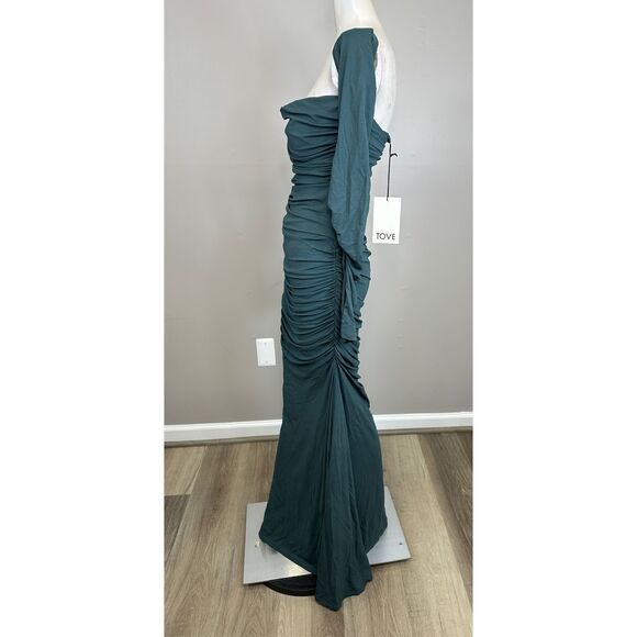 TOVE Ina Gathered Off-The-Shoulder Dress in Teal Size FR40/US8 $1430 - Picture 8 of 12
